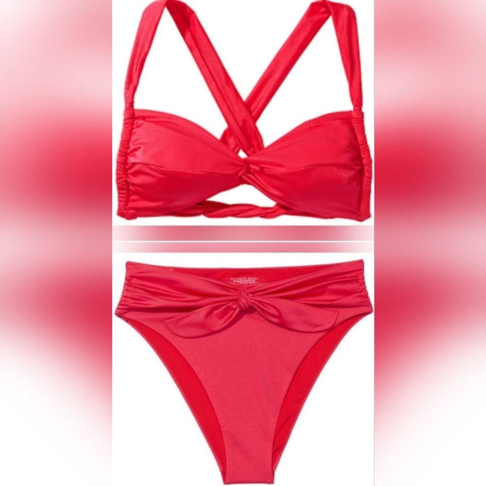 L XL XXL VS Swim Twist Bralette Bikini Top High Waist Cheeky Bikini Set